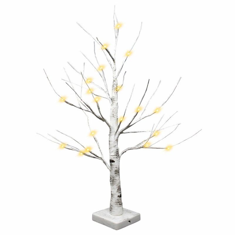 Joiedomi 2 Pack 24" LED Birch Tree, Warm White Tabletop Tree with Timer Light Jewelry Holder Decor for Christmas Thanksgiving Home Party, 4 of 7