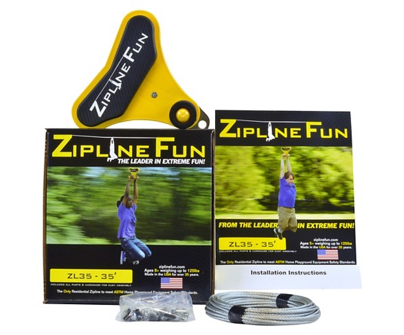 Adventure Parks Zip Line Fun ZL35 Zip Line - 35' (Yellow Trolley)
