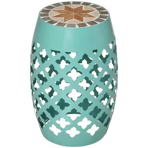 Resenkos Modern Garden Stool, Patio Stool Side Table,Patio Round Side Table, Outdoor Footstool, Garden Mosaic Accent Side Table, Plant Stand, - 1 of 4