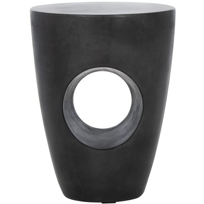 Aishi Indoor/Outdoor Modern Concrete Round Accent Table - Black - Safavieh