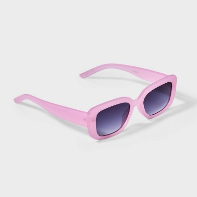 Girls' Rectangle Sunglasses - art class Pink: UV Protection, Recycled Plastic Frame, Ages 10-12 - image 2