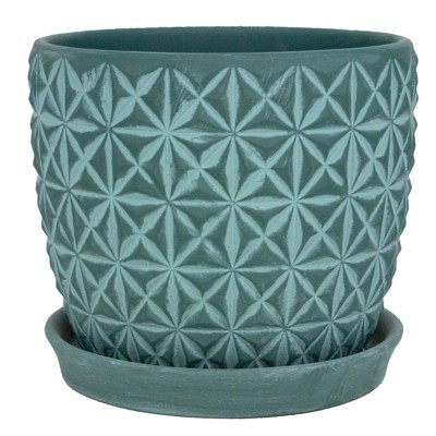 Trendspot Tribeca Ceramic Planter -  7.3 in. - Teal - Case of 2