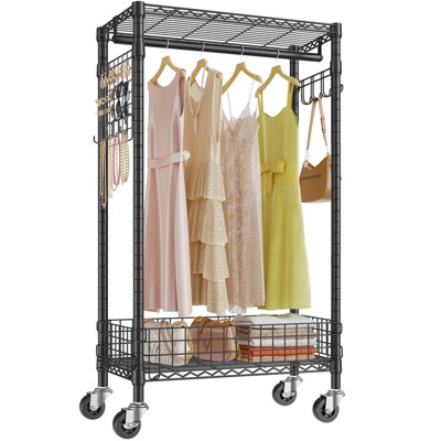 VIPEK R1 Rolling Clothes Rack with Jewelry Pegboards Organizer & Lockable Wheels & Removable Baskets