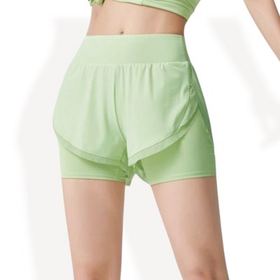 Anna-Kaci Active Women's High Waist 2-in-1 Athletic Shorts with Layered Design and Stretch Fabric