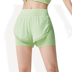 Anna-Kaci Active Women's High-Waist Double-Layer Running Shorts with Built-In Compression - 1 of 4