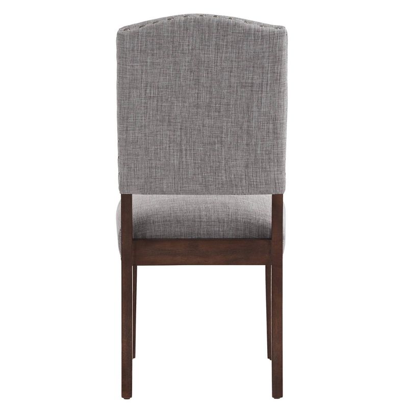 Set of 2 Iverson Nailhead Trim Brown Finish Linen Side Chairs - Inspire Q, 6 of 14