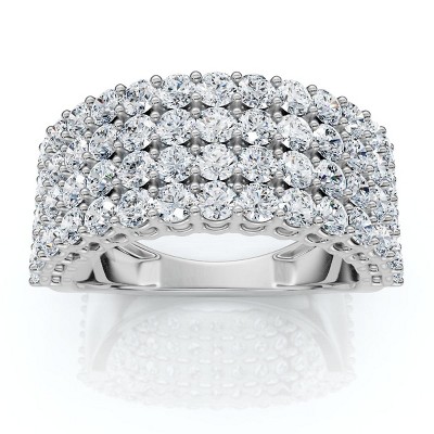 Pompeii3 3Ct Diamond Wide Four Row Anniversary Ring Gold Lab Created