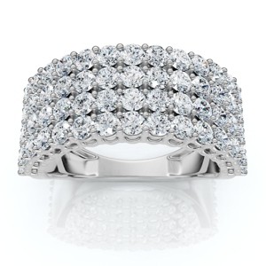 Pompeii3 3Ct Diamond Wide Four Row Anniversary Ring Gold Lab Created - 1 of 4