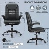 KERDOM Executive Leather Office Chair with Adjustable Flip-up Armrests Height, Swivel Task Chair with Lumbar Support, Black - 2 of 4