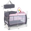 Safstar 3 in 1 Baby Playard Portable Infant Nursery Center w/ Zippered Door Pink - 2 of 4