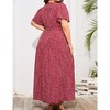 MISSKY Women Plus Size Wrap Dress High Waist Short Sleeve Ruffle Casual Summer Maxi Dresses with Belt - 2 of 4