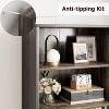 Garvee Farmhouse Bookcase with Doors 11.8in Deep Display Storage 23.6W x 71.4H Inches L-Shape Engineered Wood, Gray - 3 of 4