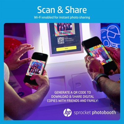 HP Sprocket White Photobooth Instant Color Photo Printer with LED Ring Light