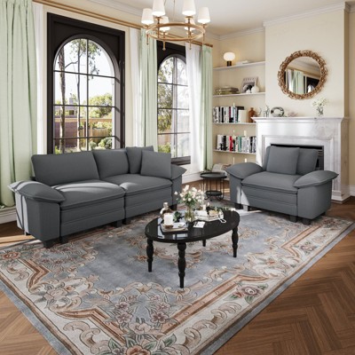 Captiva Designs 2-Piece Cloud Modular Sectional Sofa, 3-Seater Loveseat Couch for Living Room