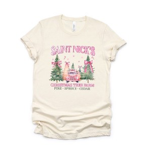 Simply Sage Market Women's Coquette St. Nick's Tree Farm Short Sleeve Graphic Tee - 1 of 4