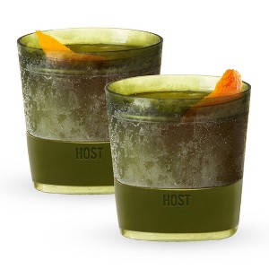 Host Freeze Cooling cup, Old Fashioned Glass with Silicone Band for Bourbon Scotch and Whiskey Gifts for Men, Olive Green Set of 2 - 1 of 4