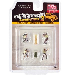 "Off-Road Adventure 2" 6 piece Diecast Set (4 Male Figurines and 2 Accessories) for 1/64 Scale Models by American Diorama - 1 of 3