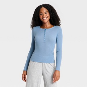 トップス Nylon SEE THROUGH HENLEY NECK KNIT Women's Sheer Ribbed Henley Long Sleeve Sleep Top - Auden™ : Target
