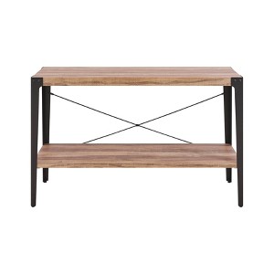 Modern Industrial Console Table Metal/Distressed Wood - Danya B.: Entryway, Black Frame, with Storage Shelf - 1 of 4