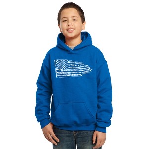 LA Pop Art Boy's Word Art Hooded Sweatshirt - Pledge of Allegiance Flag - 1 of 4