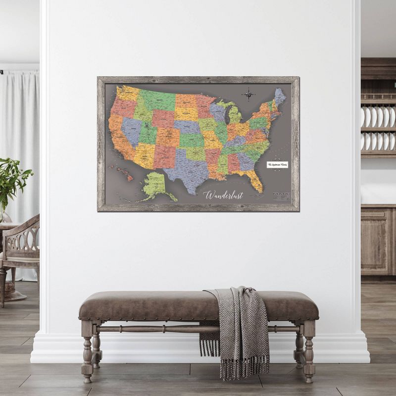 Home Magnetics Standard US Map - Gray, Interactive Travel Wall Art, Magnetic, Framed, Educational, 4 of 7