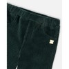 Deux par Deux Girl Stretch Velour Rib Treggings Dark Green - 4 of 4