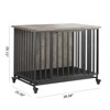 39" Dog Crate Furniture, Chew-Resistant Dog Kennel with Removable Tray, Large Pet House with Lockable Wheels, Decorative Side End Table for Dogs - 3 of 4