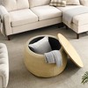 OUTSUPPLY Round Storage Ottoman, 2-in-1 End Table & Footstool with Hidden Compartment for Living Room - 3 of 4
