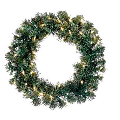 Allstate Floral 12" Pre-Lit Windsor Pine Artificial Christmas Wreath - Clear Lights