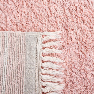 Pink and Ivory Hand-Knotted Washable Area Rug, 3' x 5'