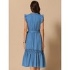 INSPIRE CHIC Women's Sleeveless Summer Casual V Neck Ruffled Hem A Line Flowy Beach Dress - 3 of 4