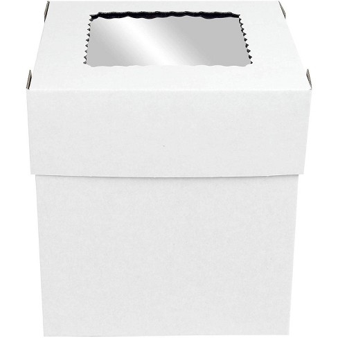 O'creme White/kraft 2-piece Square Cake Box 8 Inch X 8 Inch X 8 Inch High  With Scalloped Window - Pack Of 25 : Target