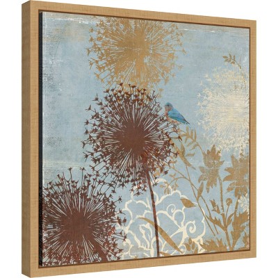 16" x 16" Blue and Brown Abstract Floral Canvas Print