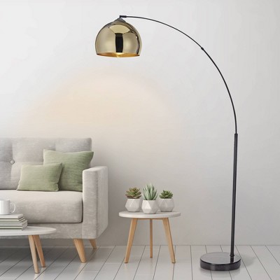 Teamson Home Arquer Arc Floor Lamp with Faux Marble Base