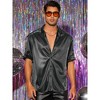 INSPIRE CHIC Men's Metallic Holographic Roll-up Sleeves Button Down Shiny Disco Party Shirts - 2 of 4