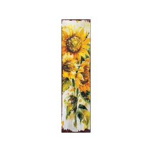 HomeRoots 36" Brown Green And Yellow Solid Wood Sunflowers Porch Sign - 1 of 4
