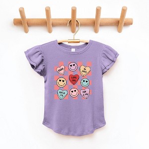 The Juniper Shop Candy Heart Smile Solid Toddler Flutter Sleeve Tee - 1 of 3