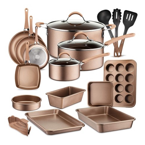 Pink and Gold Nonstick Pots and Pans Set