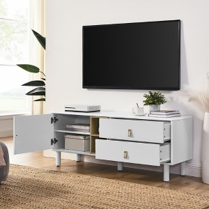 Farmhouse TV Stand for 60 Inch Television Stand, Entertainment Center with Open Shelf, Rustic Media Console TV Cabinet for Living Room, Gray - 1 of 4
