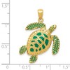 Black Bow Jewelry 14k Yellow Gold Green Enameled 3D Sea Turtle Pendant - 4 of 4