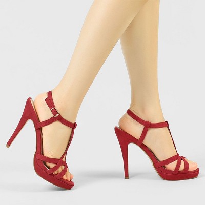 red sandals heels