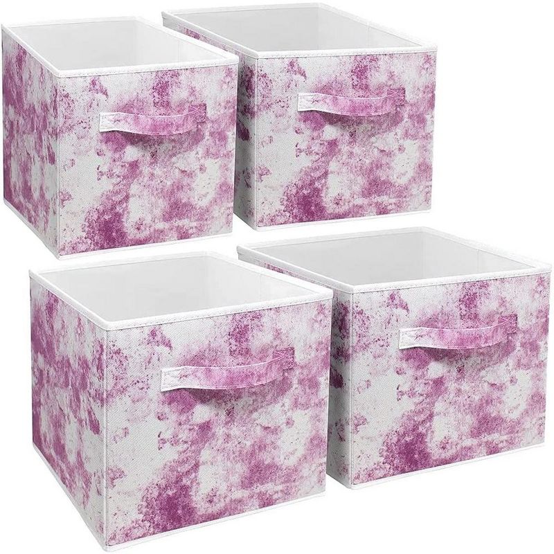 Sorbus 11 Inch 4 Pack Printed Fabric Foldable Storage Cube Bins with Handle - Organization & Storage for Closet, Bedroom, and more, 1 of 6