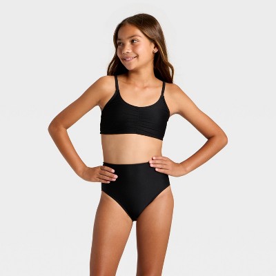 Art Class Girls' Trilette Shirred Swimsuit Top - art class™ Black L — фото 3
