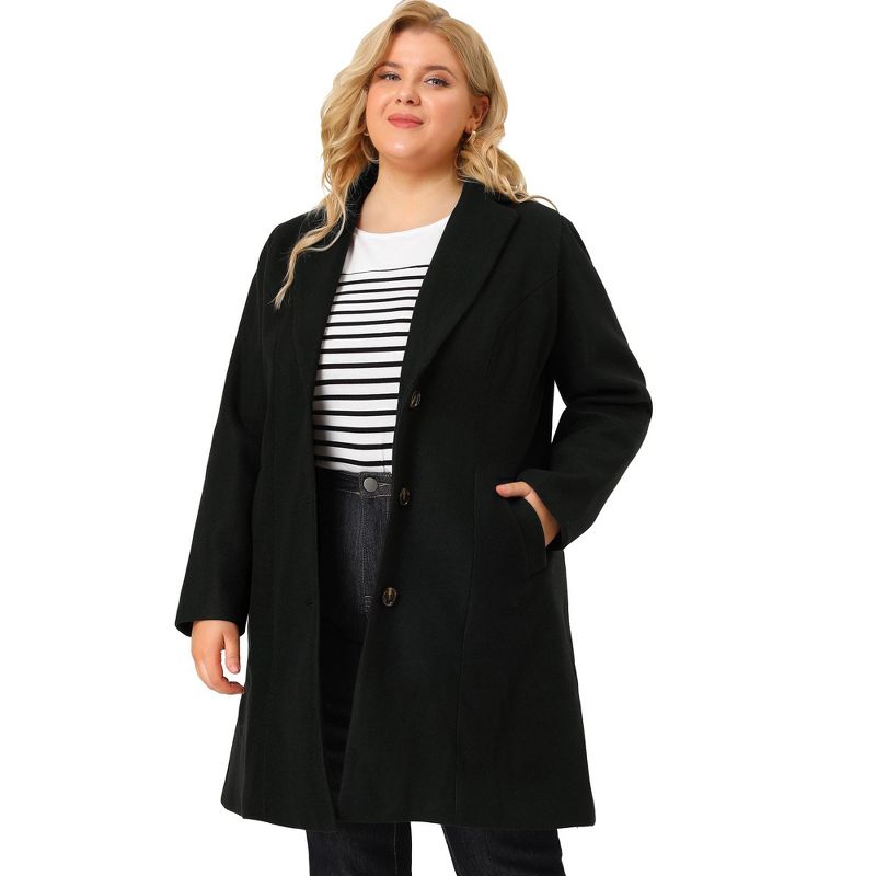Agnes Orinda Women's Plus Size Winter Notched Lapel Single Breasted Pea Coats, 1 of 8