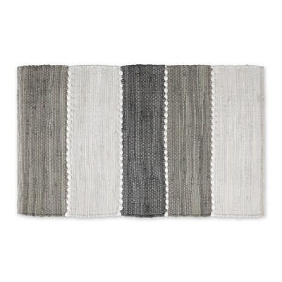 Design Imports Gray Color Block Cotton Chindi Rug 2X3Ft