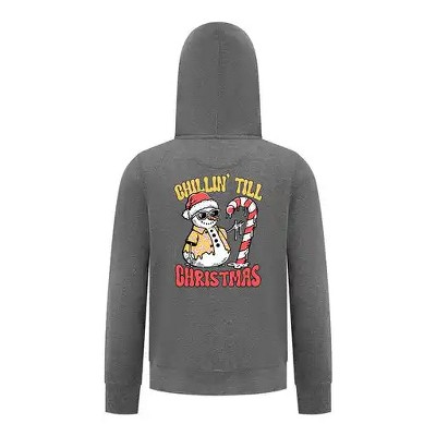 Everyday Kids Christmas Collection Chillin’ Till Christmas Boys Zip Up Hoodie – Holiday Sweatshirt - Charcoal Gray