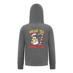 Everyday Kids Christmas Collection Chillin’ Till Christmas Boys Zip Up Hoodie – Holiday Sweatshirt - Charcoal Gray - 1 of 1