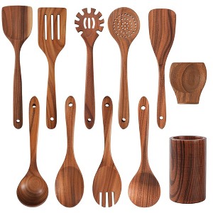VAVSEA 11 Pcs Wooden Spoons for Cooking, Thickened Natural Wooden Cooking Utensils, Eco-Friendly Wood Kitchen Utesnils, Gifts for Christmas - 1 of 4