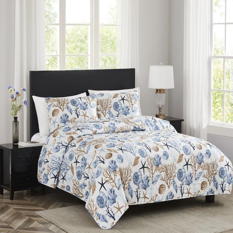 RT Designers Collection Melrose Reef 3-Pieces Elegant Stitched Quilt Set OB Multicolor, 2 of 5