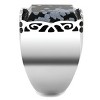 Slickblue Men's High Polished Stainless Steel Ring with Jet Snowflake Obsidian, Oblong Solitaire, Sizes 8-13 - 4 of 4